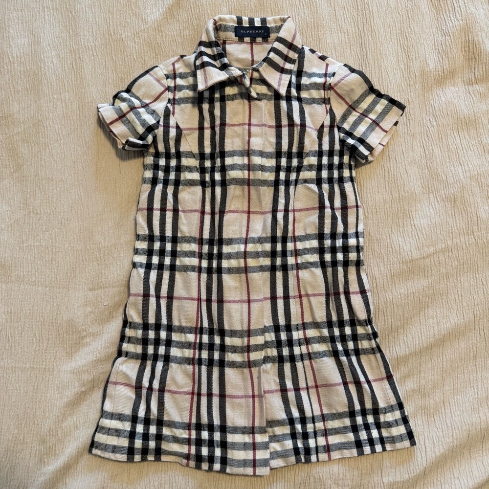 Burberry Kids Beige Check Polo Dress